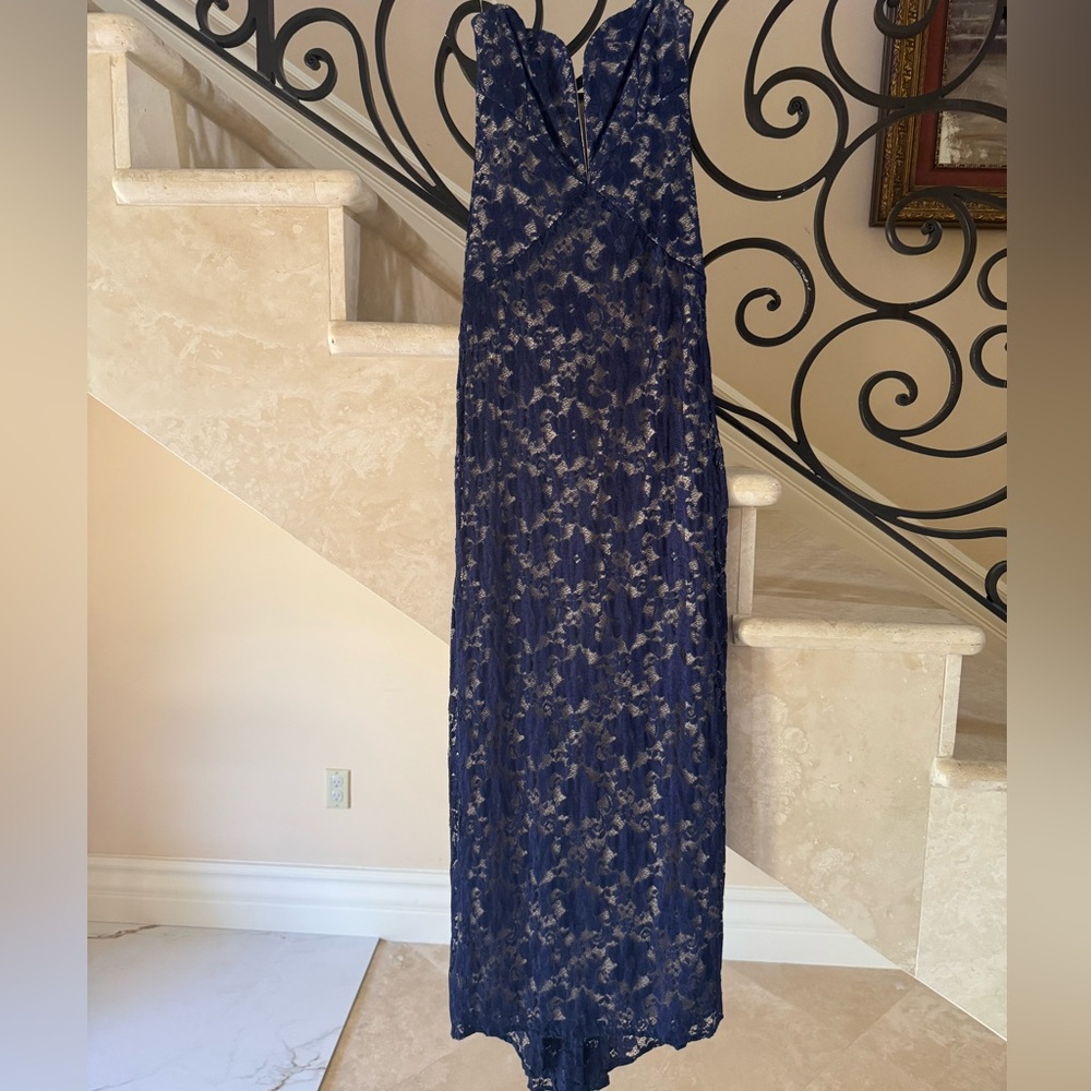 Rubber Ducky Productions, Inc. Beige and Navy Dress